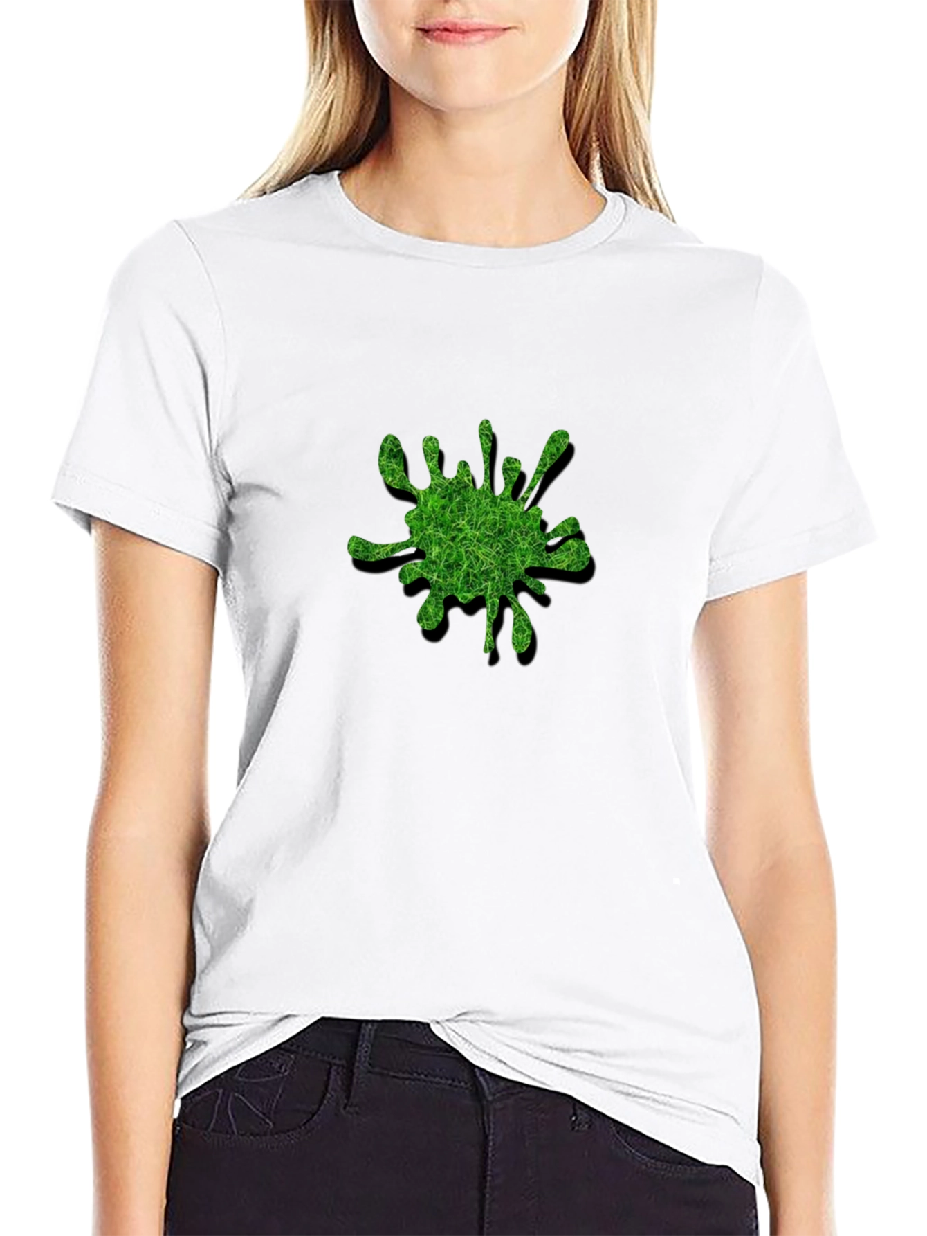Green Splatter Graphic Black T-Shirt