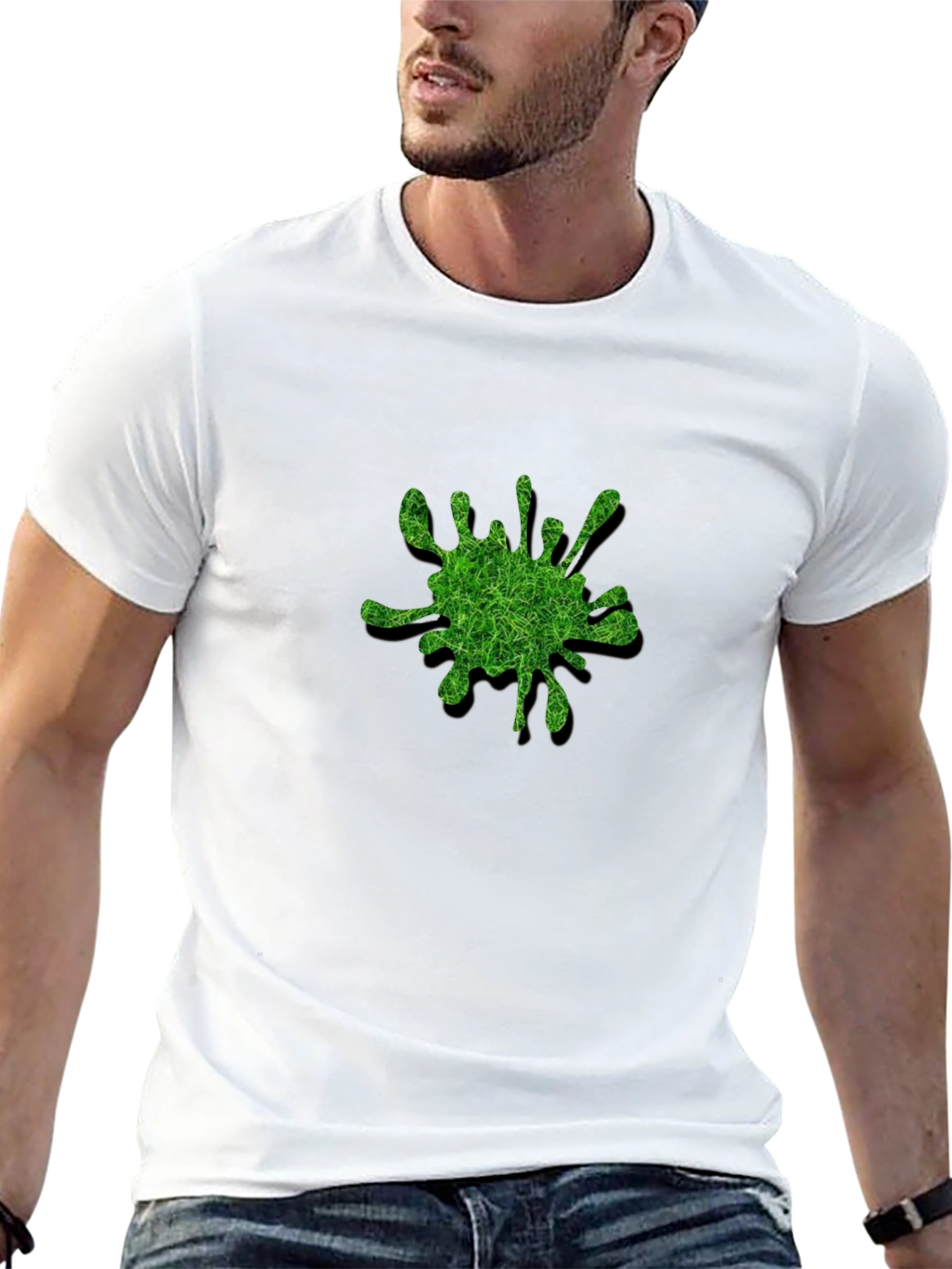 Green Splatter Graphic Black T-Shirt