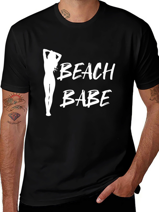 Beach Babe Graphic Tee - Black Cotton T-Shirt