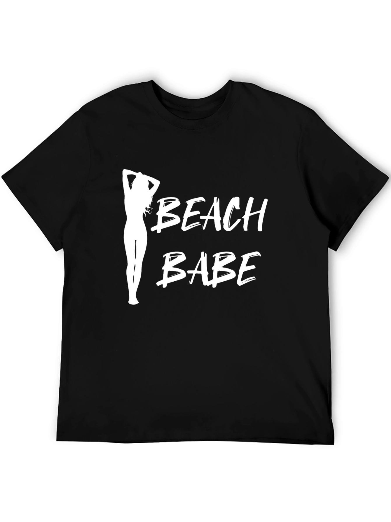 Beach Babe Graphic Tee - Black Cotton T-Shirt