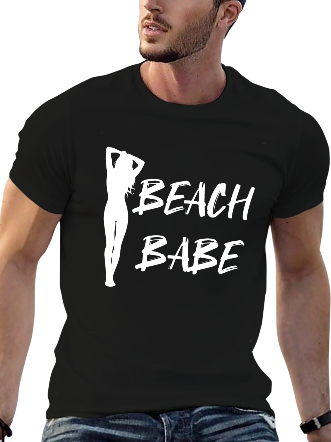 Beach Babe Graphic Tee - Black Cotton T-Shirt