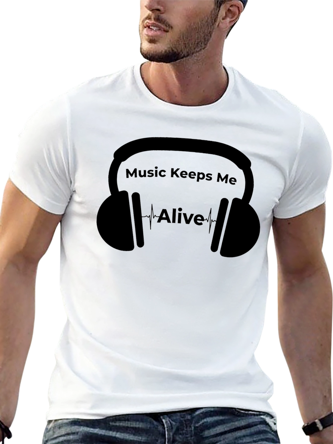 Music Keeps Me Alive Black Graphic T-Shirt