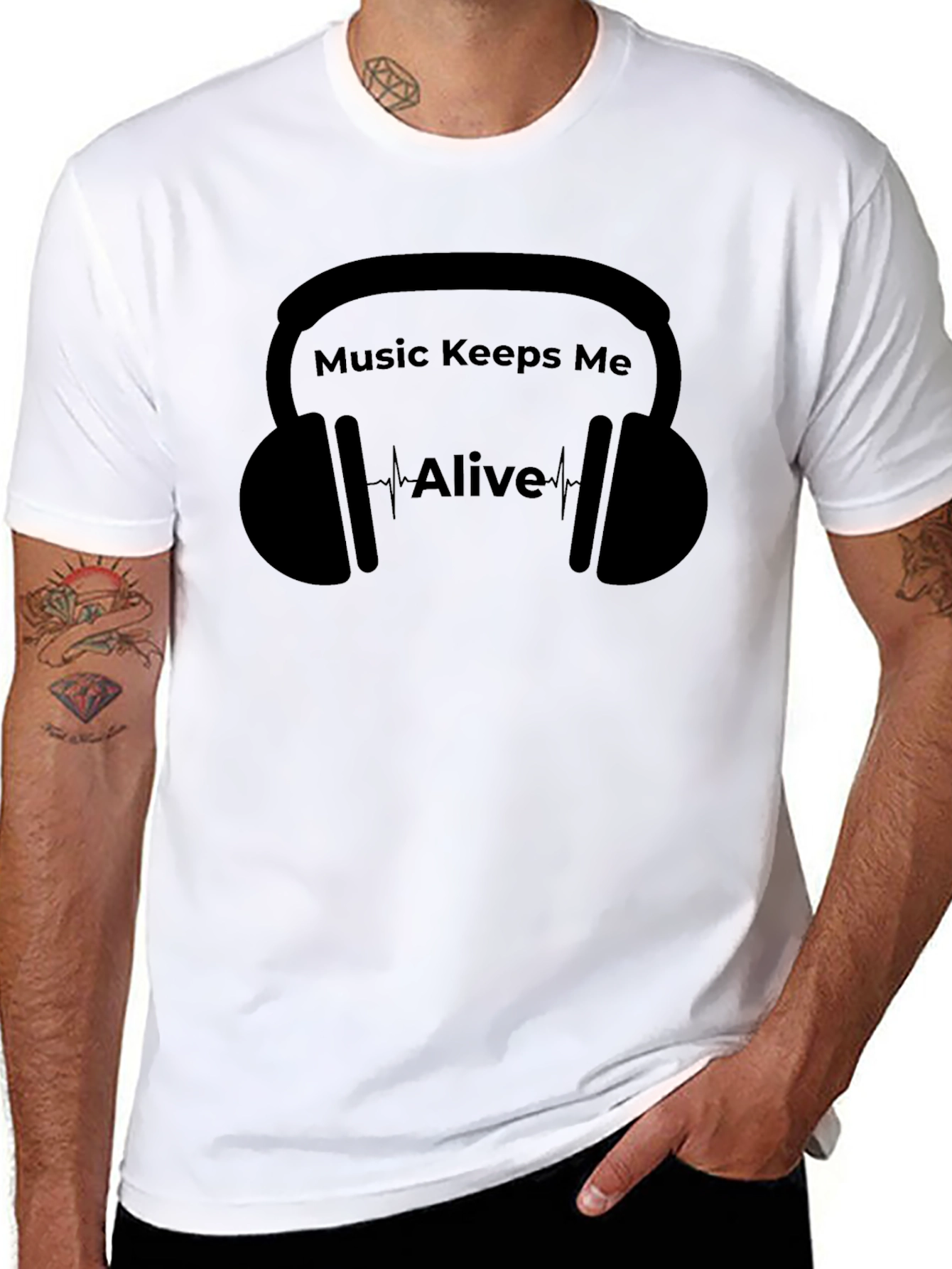 Music Keeps Me Alive Black Graphic T-Shirt