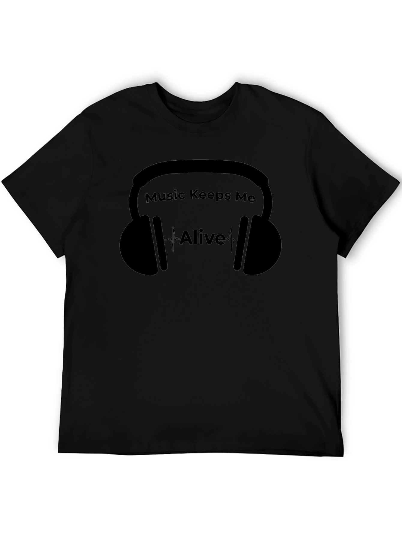 Music Keeps Me Alive Black Graphic T-Shirt