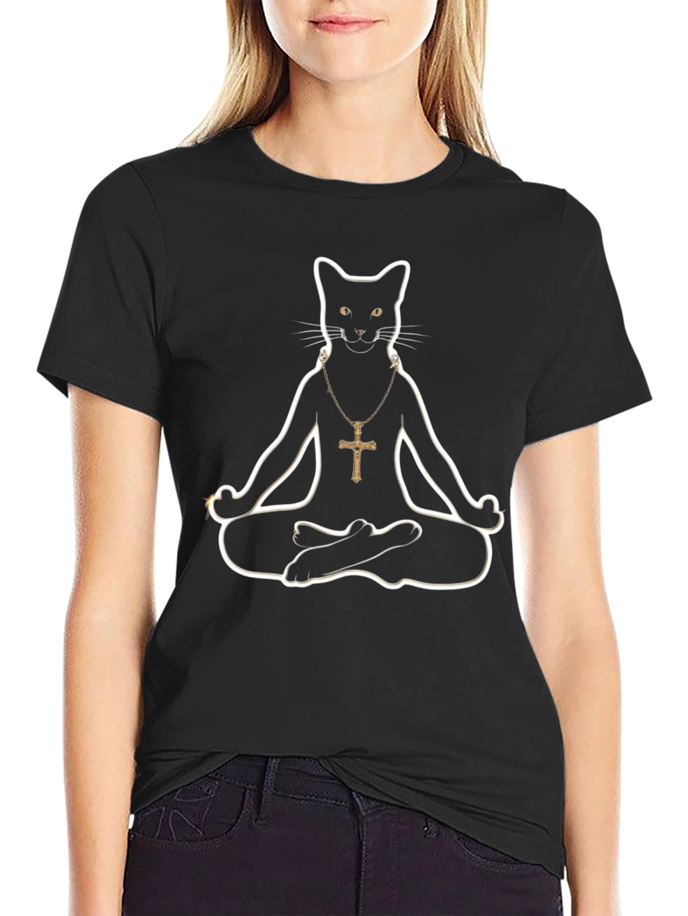 Zen Cat T-Shirt - Meditating Feline Graphic Tee