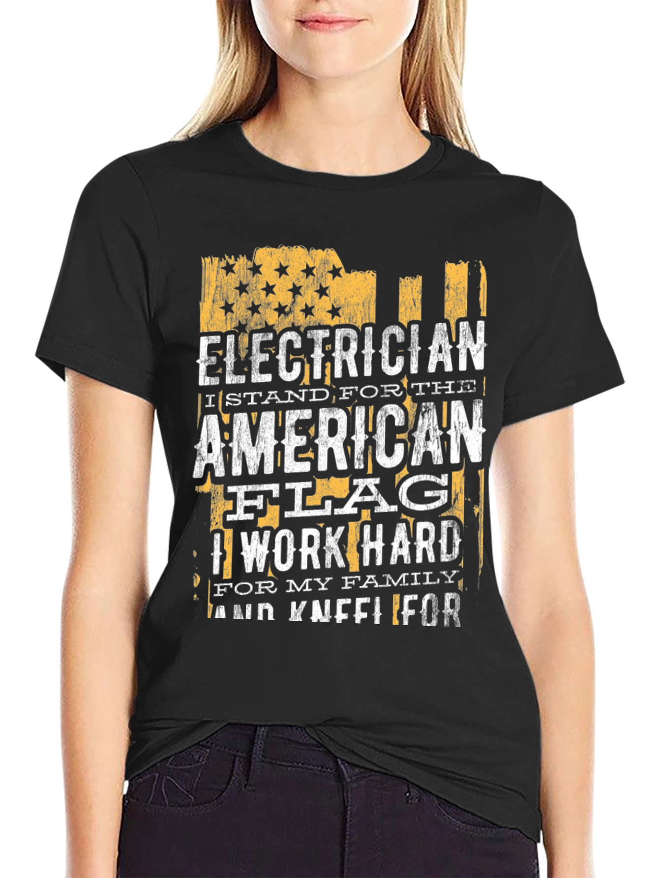 Electrician American Flag Graphic T-Shirt