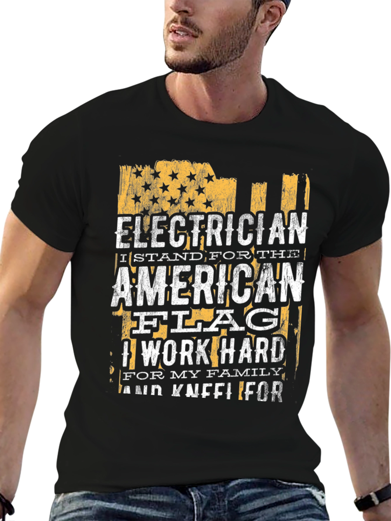 Electrician American Flag Graphic T-Shirt