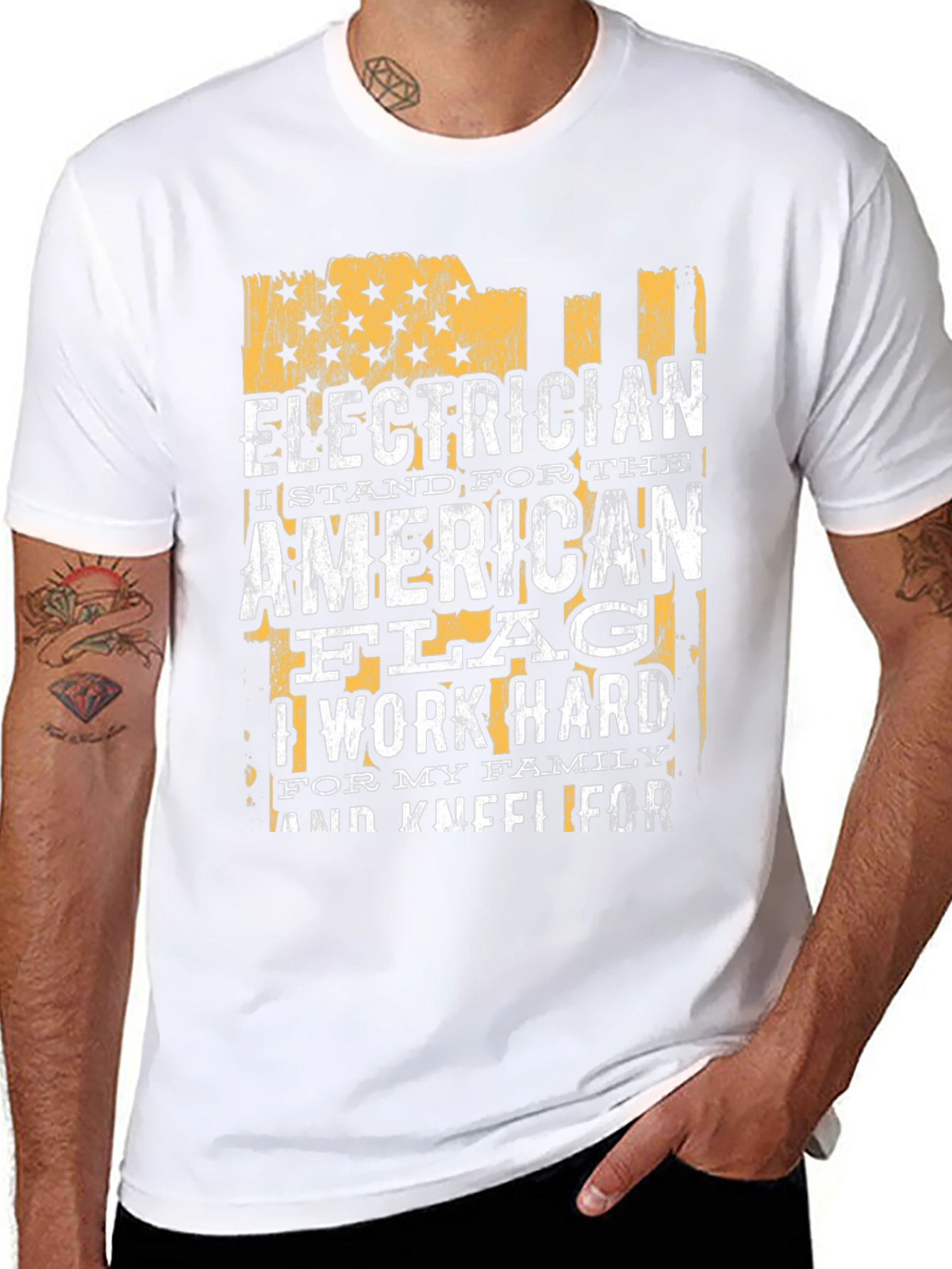 Electrician American Flag Graphic T-Shirt