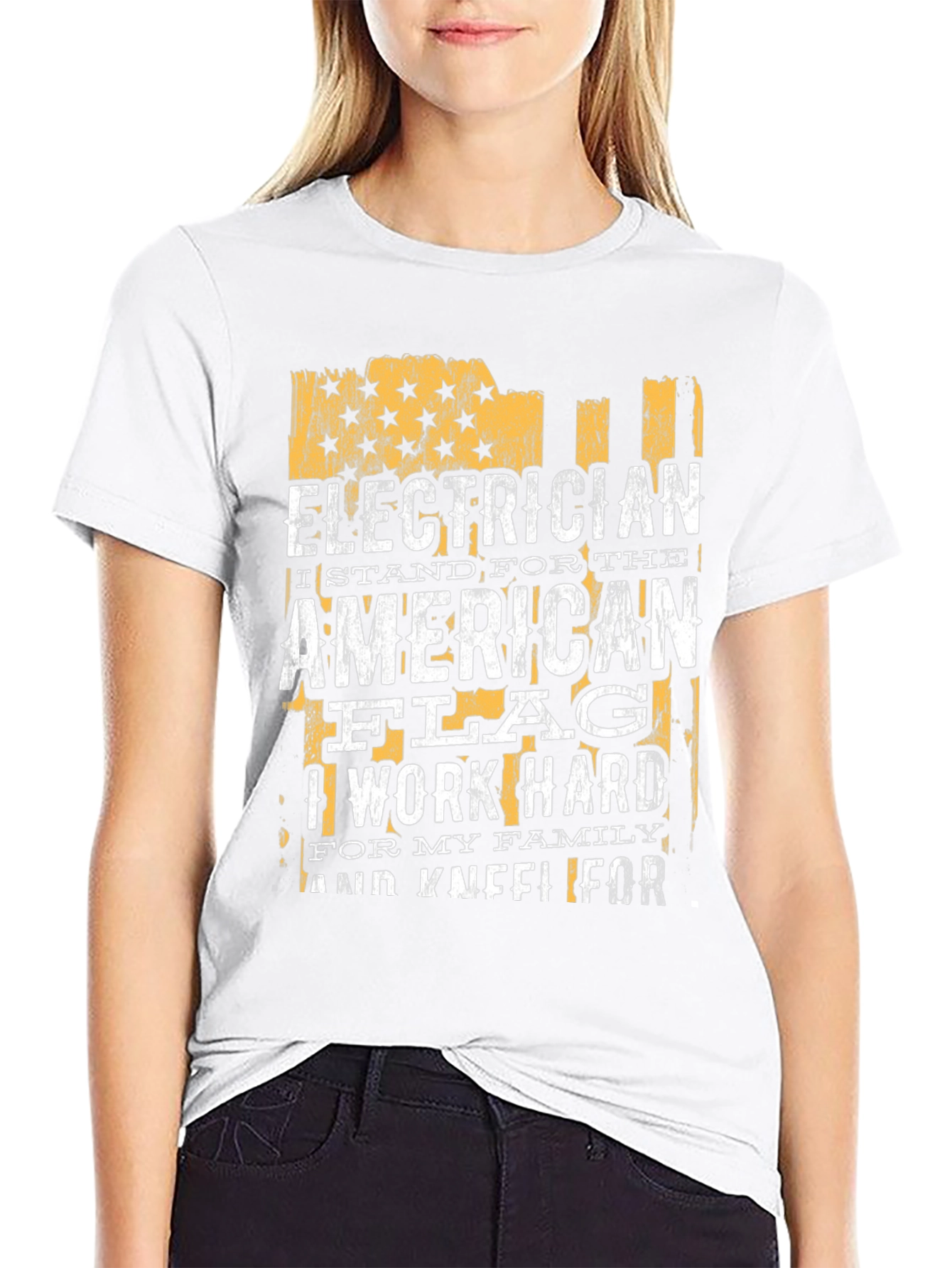 Electrician American Flag Graphic T-Shirt