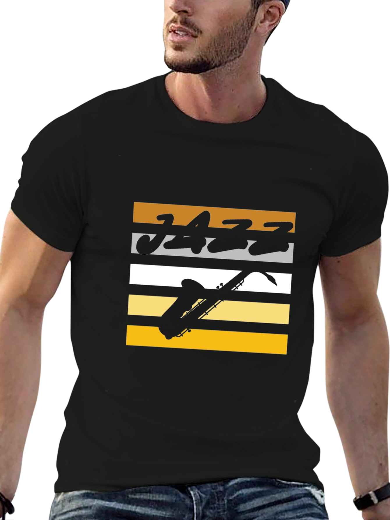 Jazz Music Graphic Tee - Cool Saxophone Design