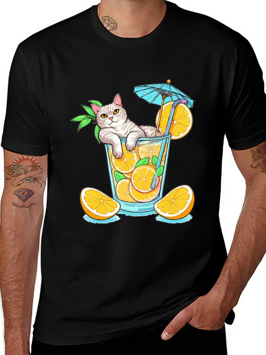 Cat Sipping Orange Juice T-Shirt