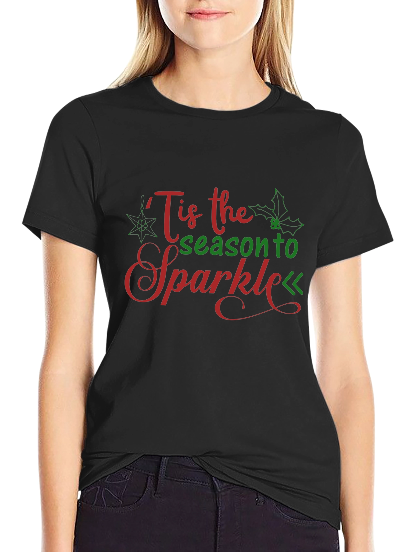 Tis the Season to Sparkle Graphic Black T-Shirt