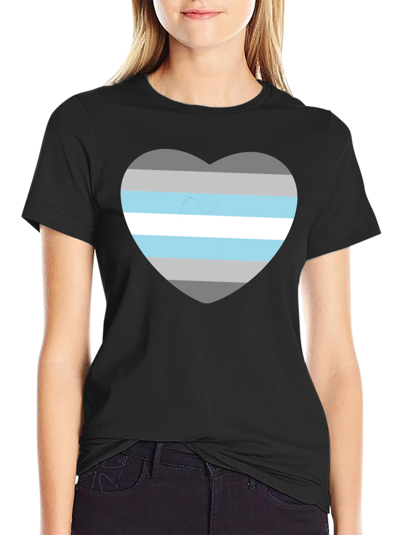 Demigender Pride Heart T-Shirt - Unisex Black Tee