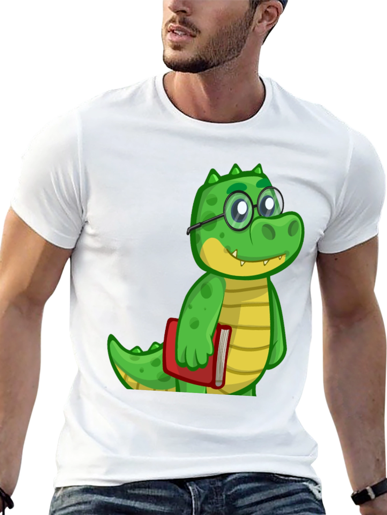 Cartoon Alligator Graphic Tee - Black