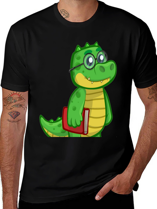 Cartoon Alligator Graphic Tee - Black