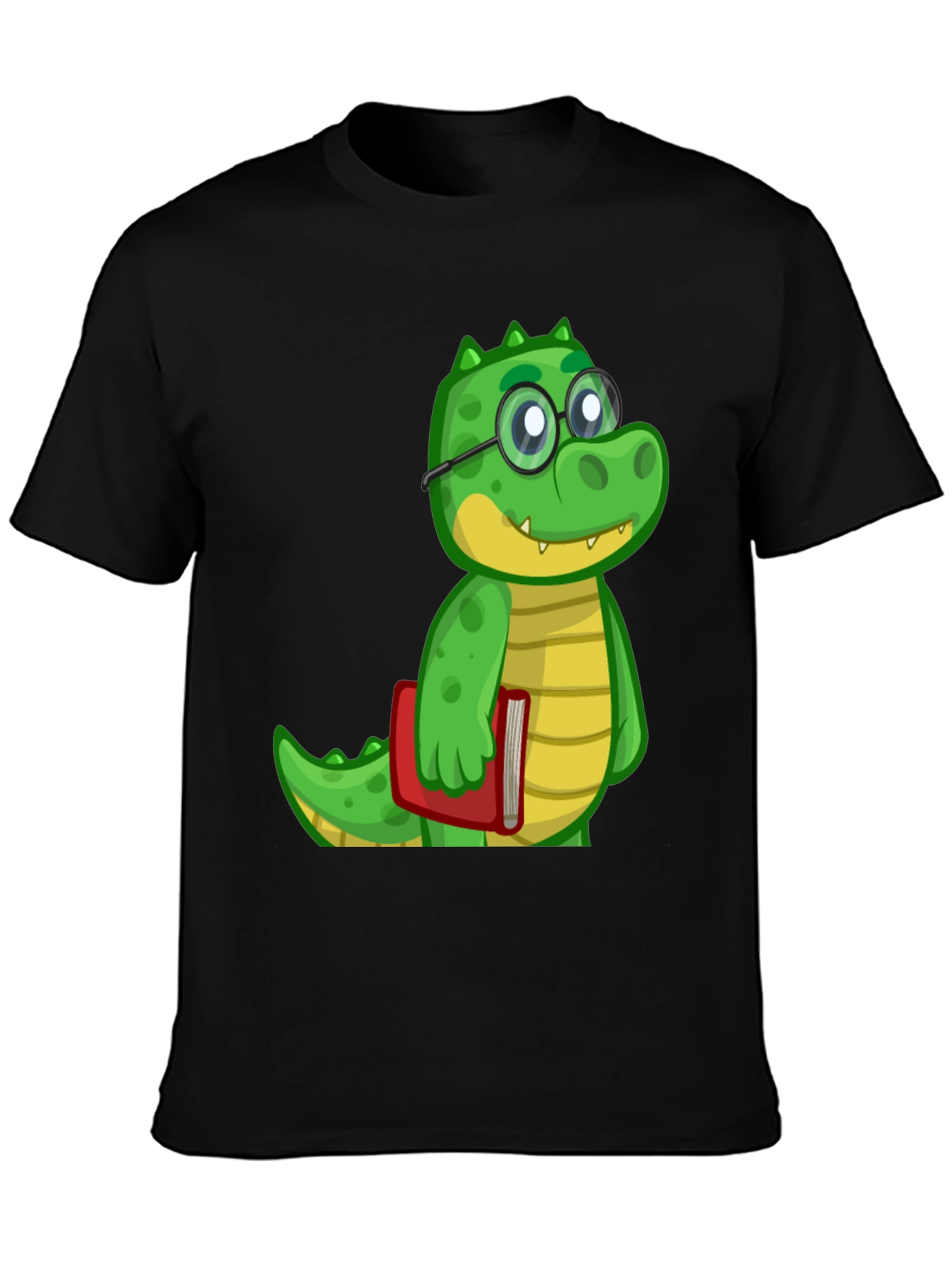 Cartoon Alligator Graphic Tee - Black