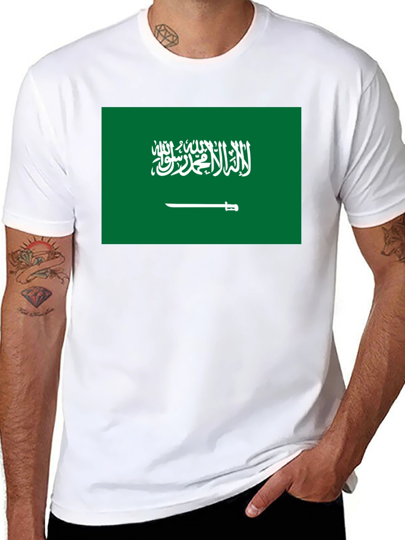 Saudi Arabia Flag T-Shirt - Black Cotton Tee