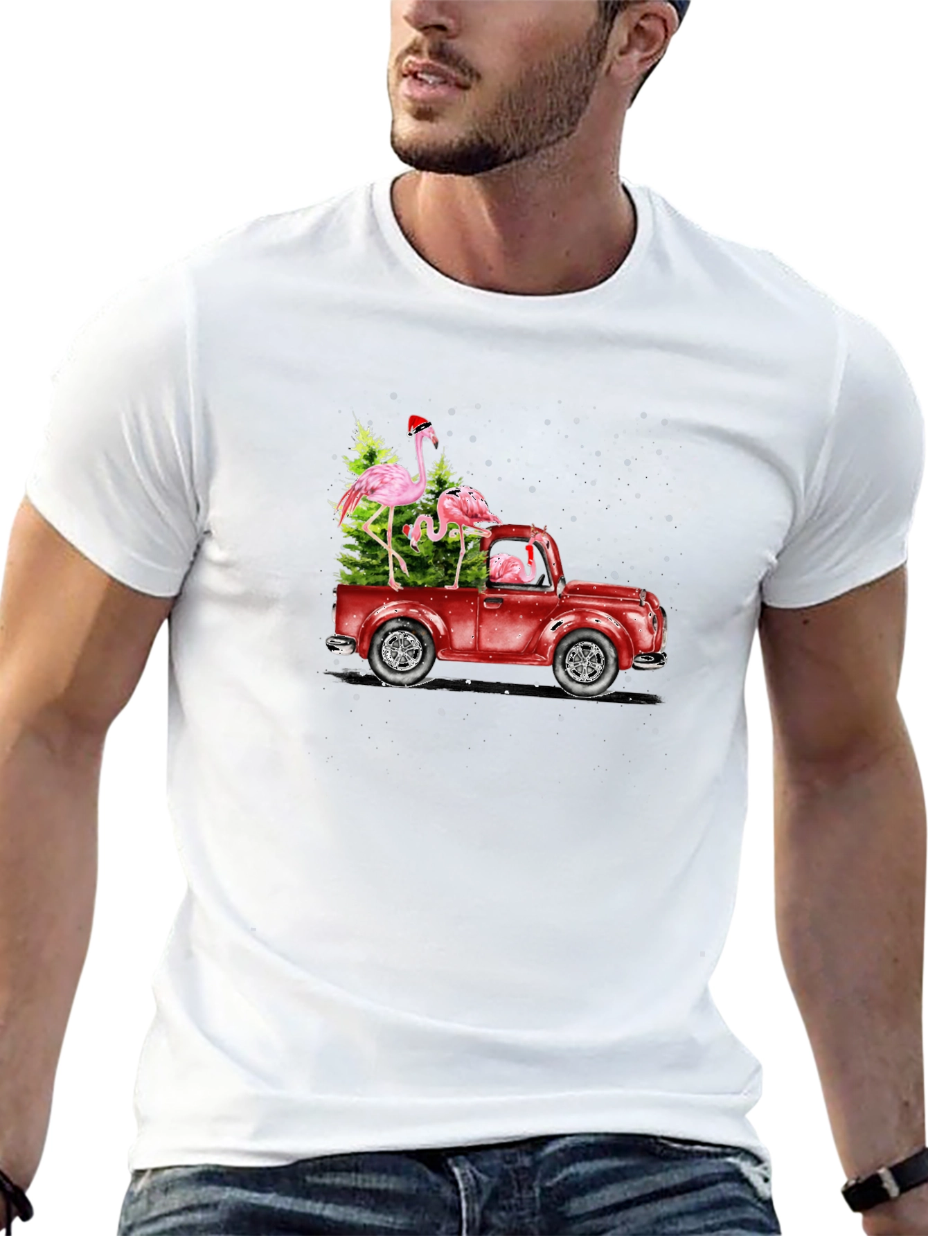 Flamingo Christmas Tree Truck T-Shirt