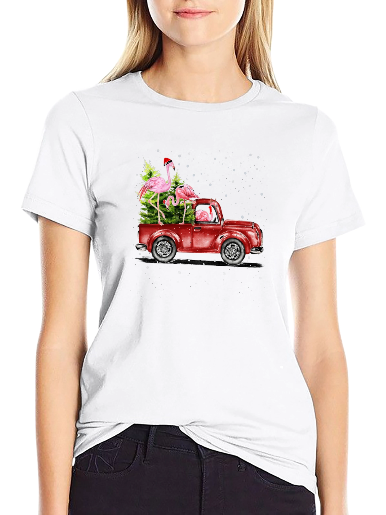 Flamingo Christmas Tree Truck T-Shirt
