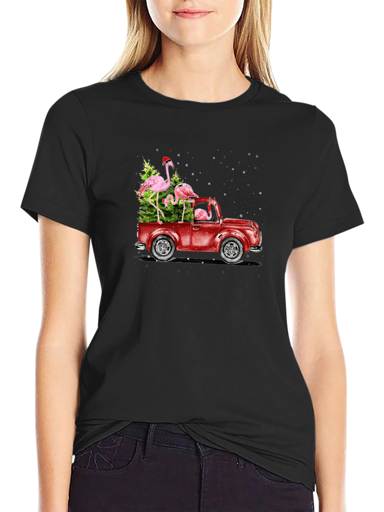 Flamingo Christmas Tree Truck T-Shirt