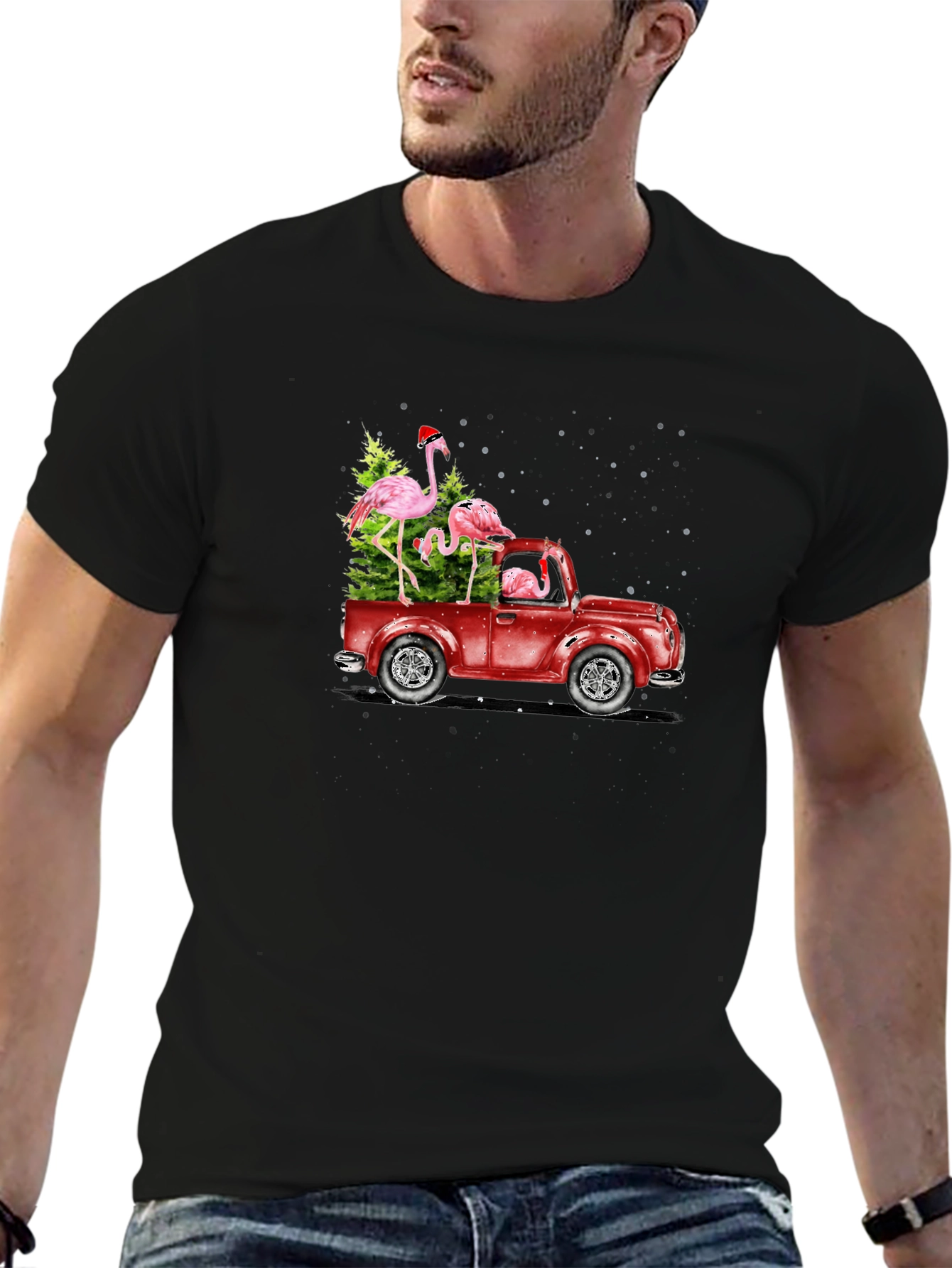 Flamingo Christmas Tree Truck T-Shirt