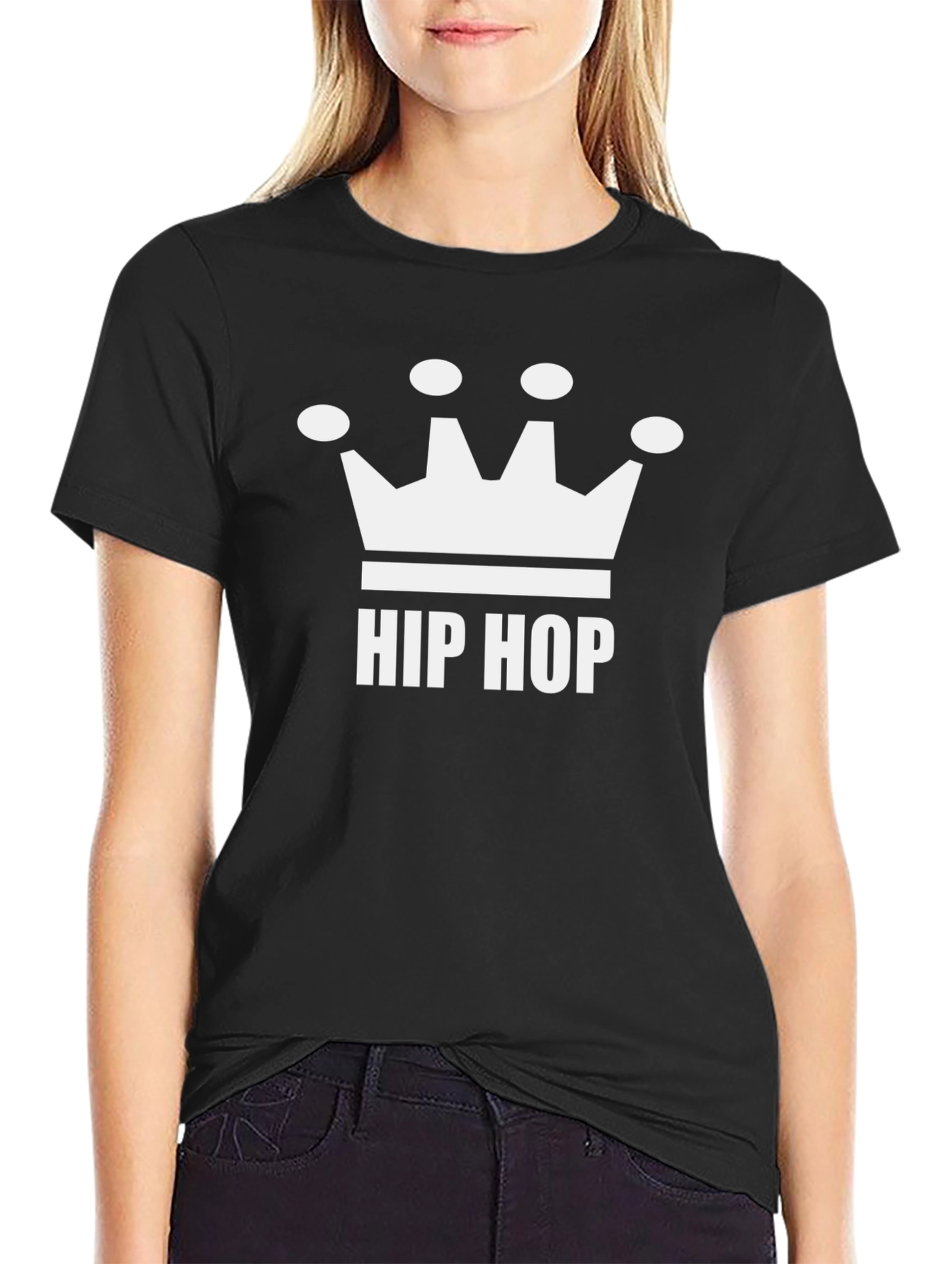 Hip Hop Crown Graphic Tee - Black