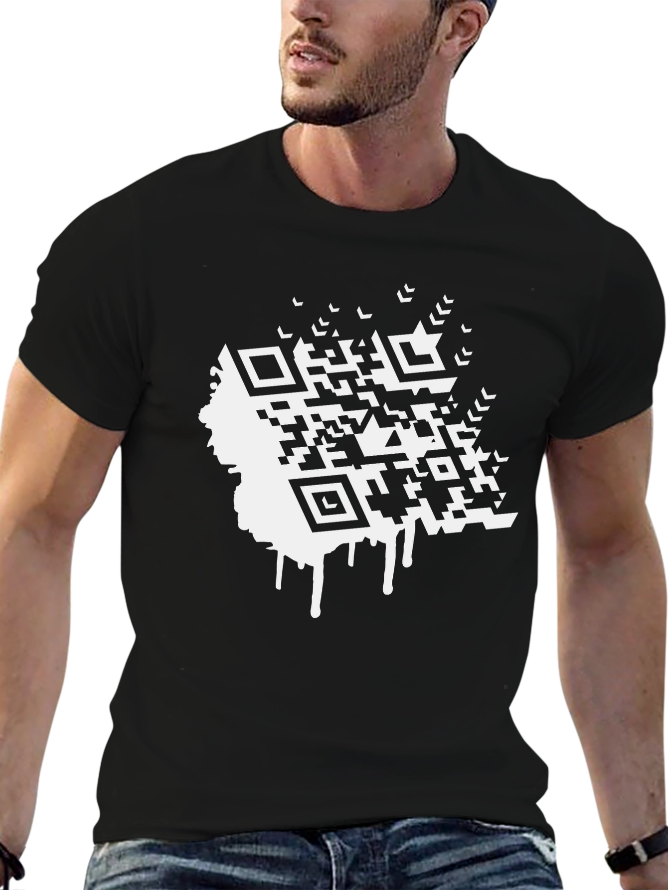 QR Code Graphic T-Shirt - Stylish Black Tee