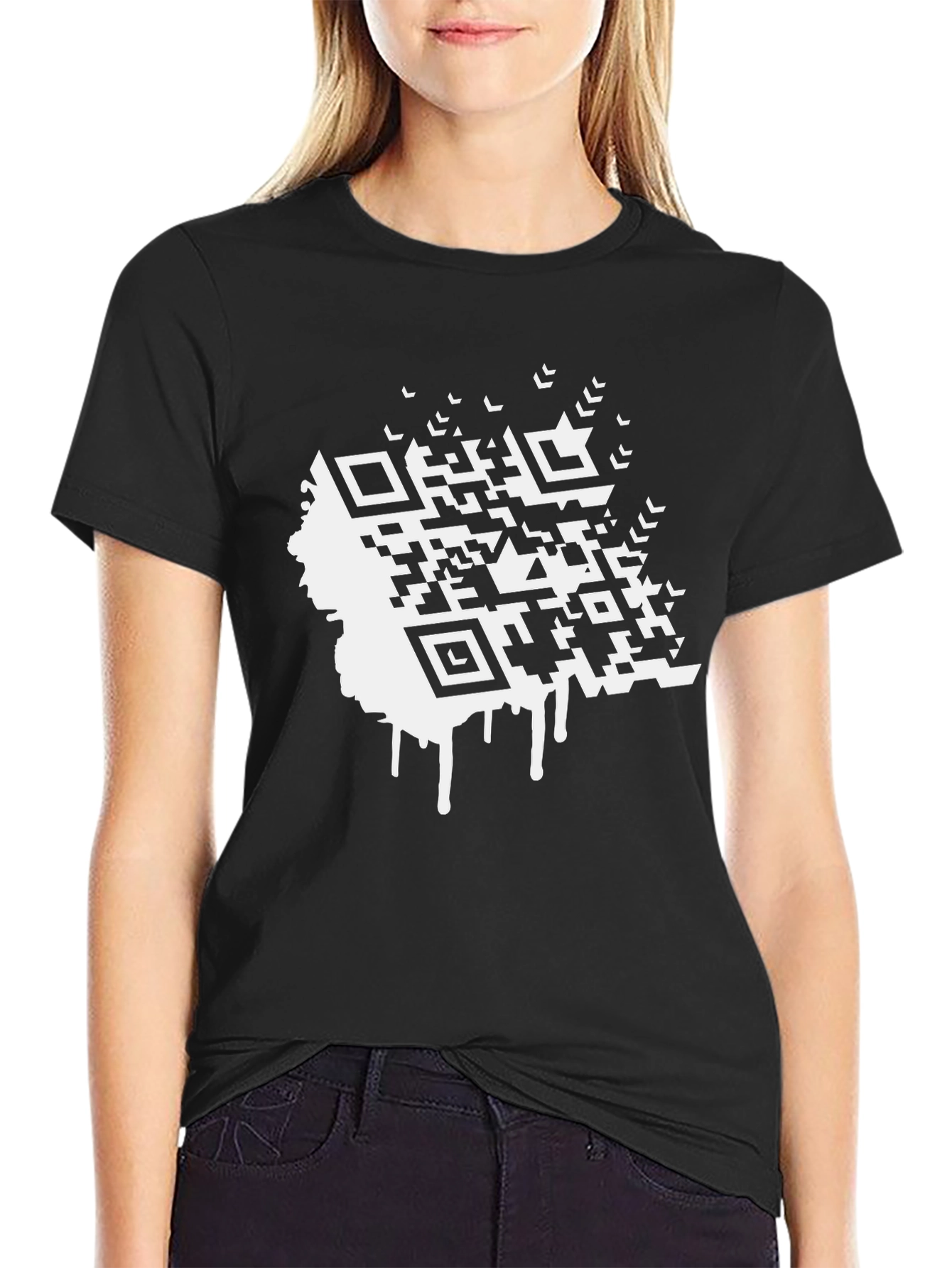 QR Code Graphic T-Shirt - Stylish Black Tee