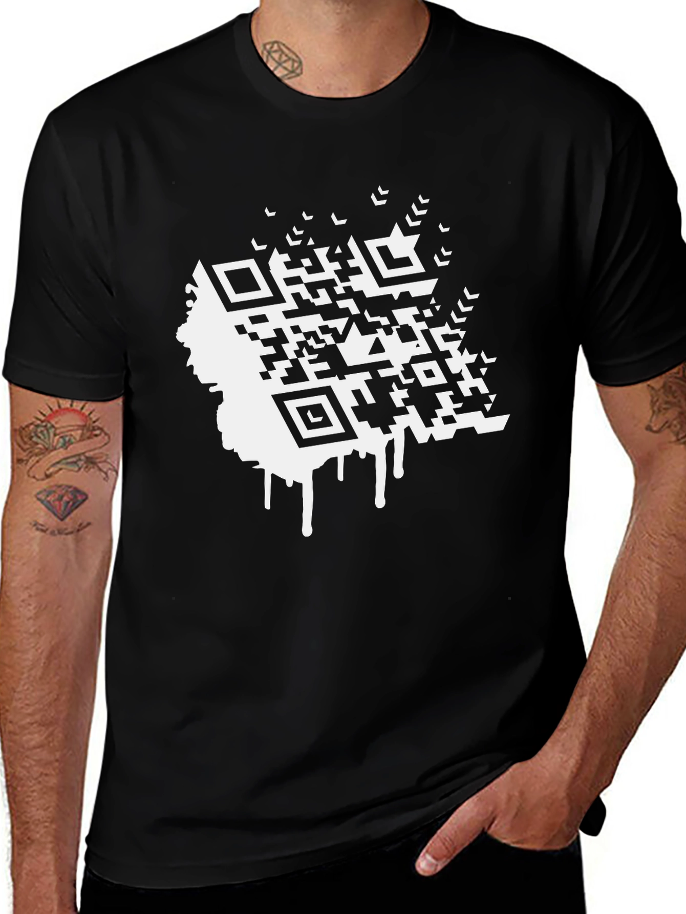 QR Code Graphic T-Shirt - Stylish Black Tee