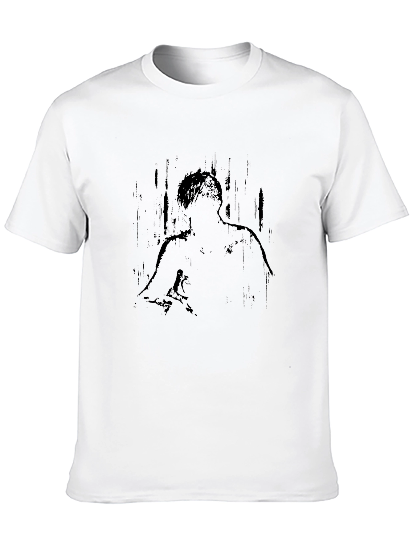Abstract Graphic Print Black Crew Neck T-Shirt