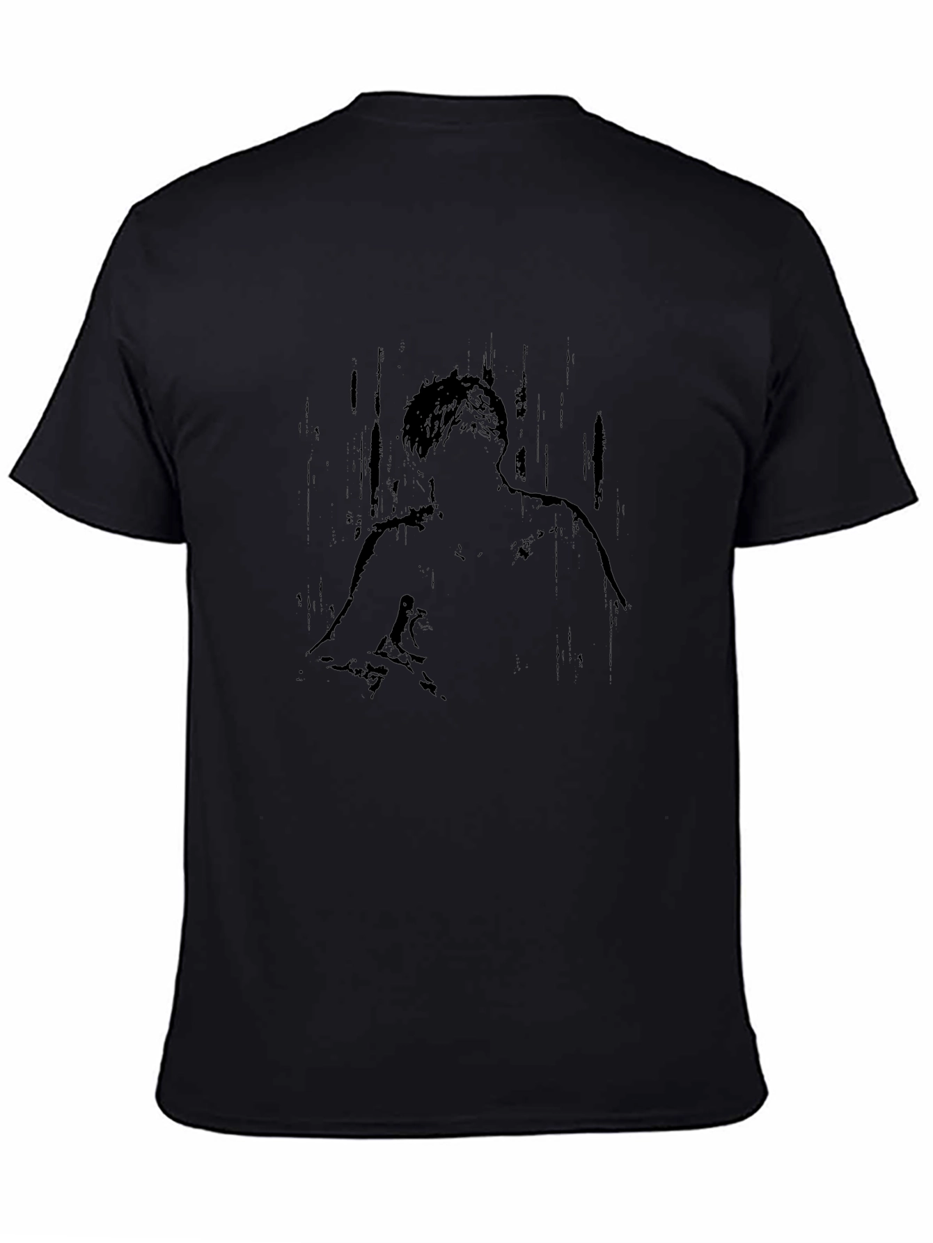 Abstract Graphic Print Black Crew Neck T-Shirt