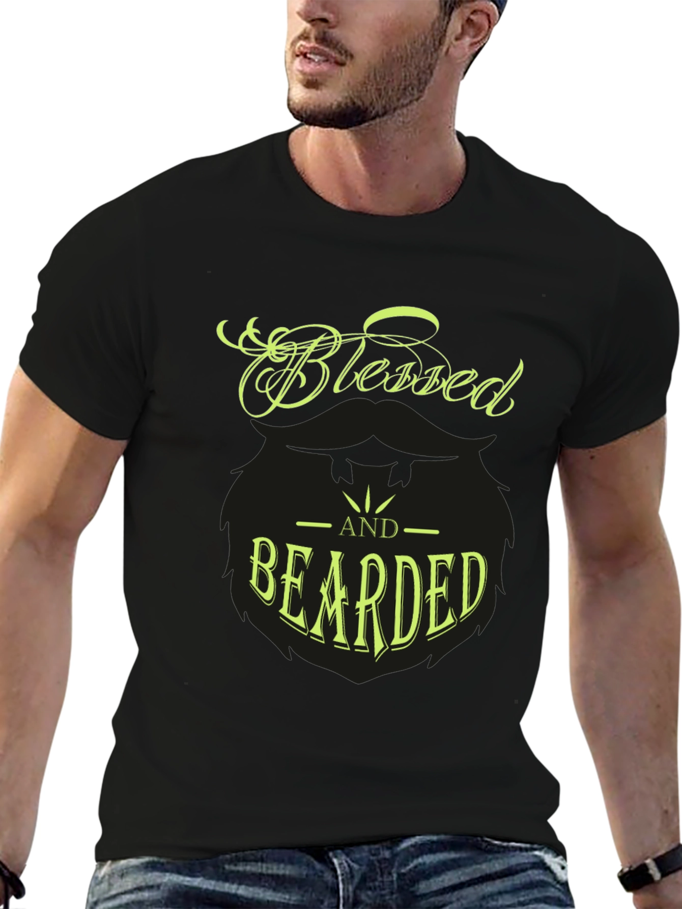 Blessed and Bearded Graphic T-Shirt - Stylish Mens Tee