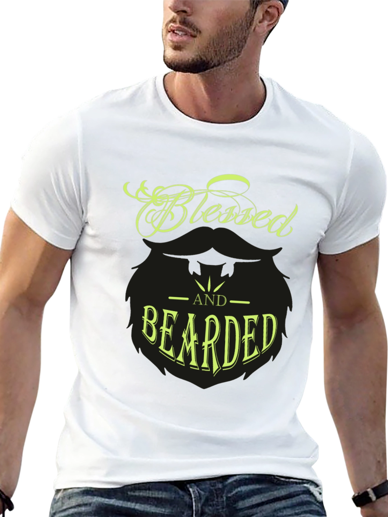 Blessed and Bearded Graphic T-Shirt - Stylish Mens Tee