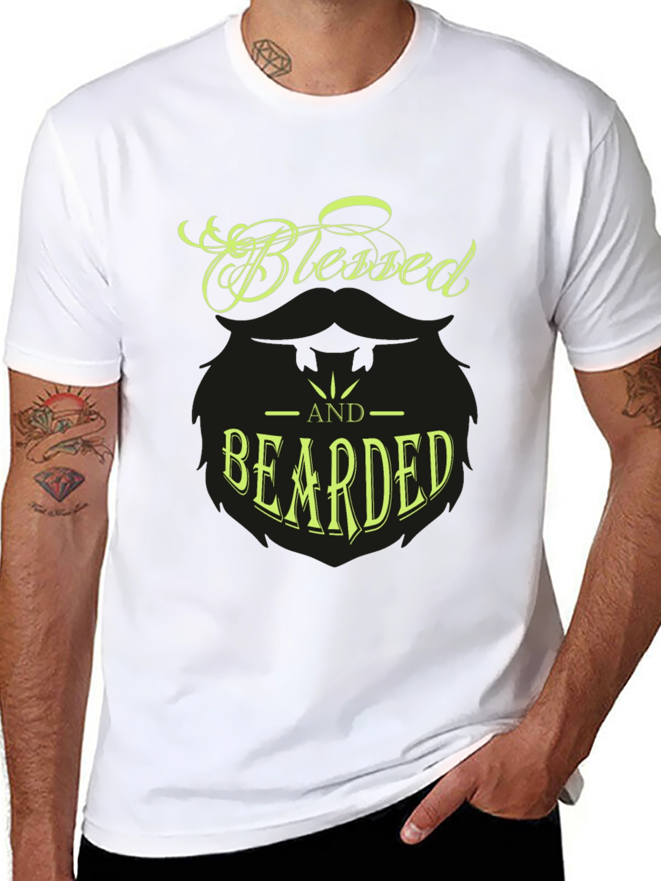 Blessed and Bearded Graphic T-Shirt - Stylish Mens Tee
