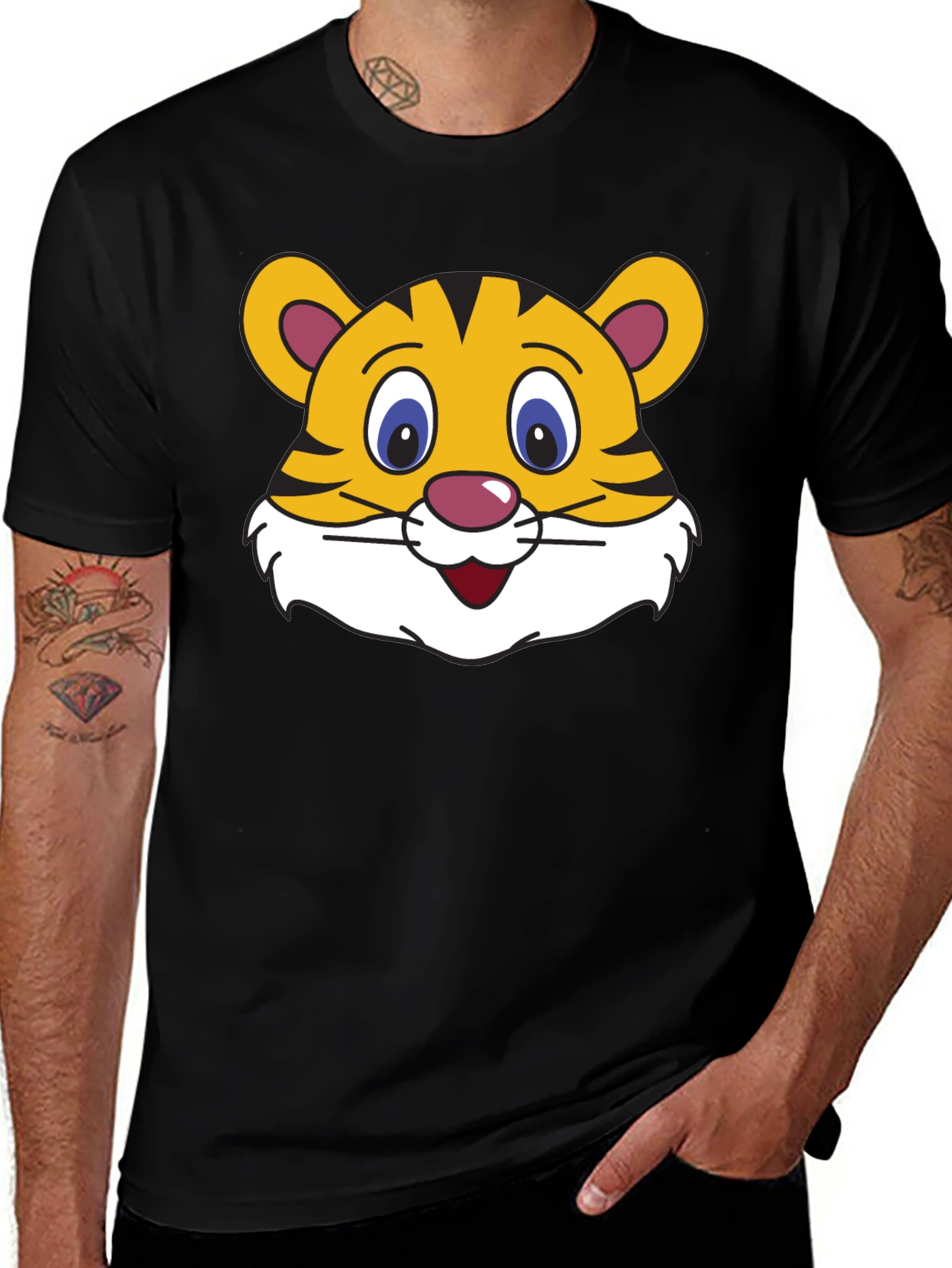 Tiger Face Graphic Black T-Shirt