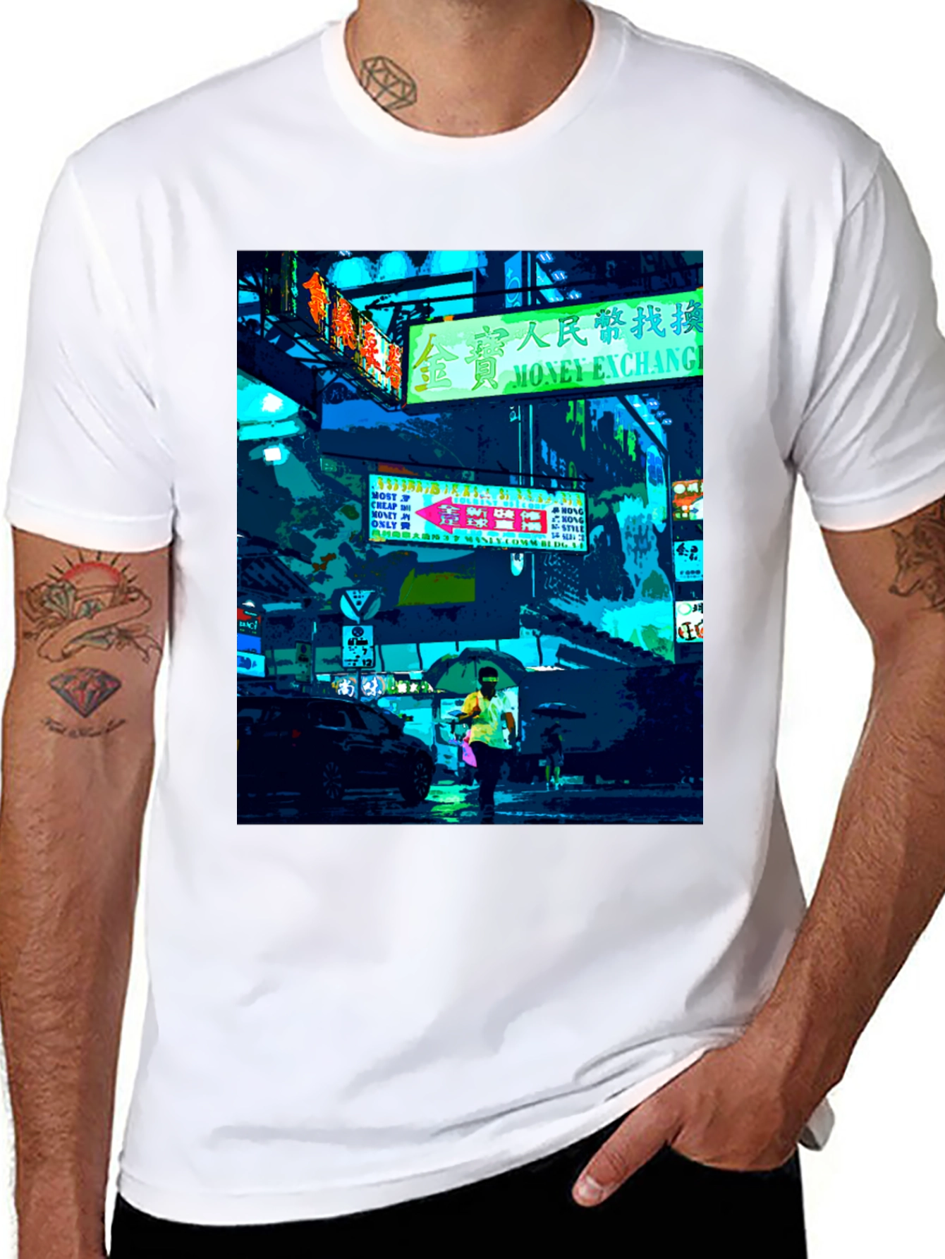Urban Neon Graphic Tee - Black Crew Neck