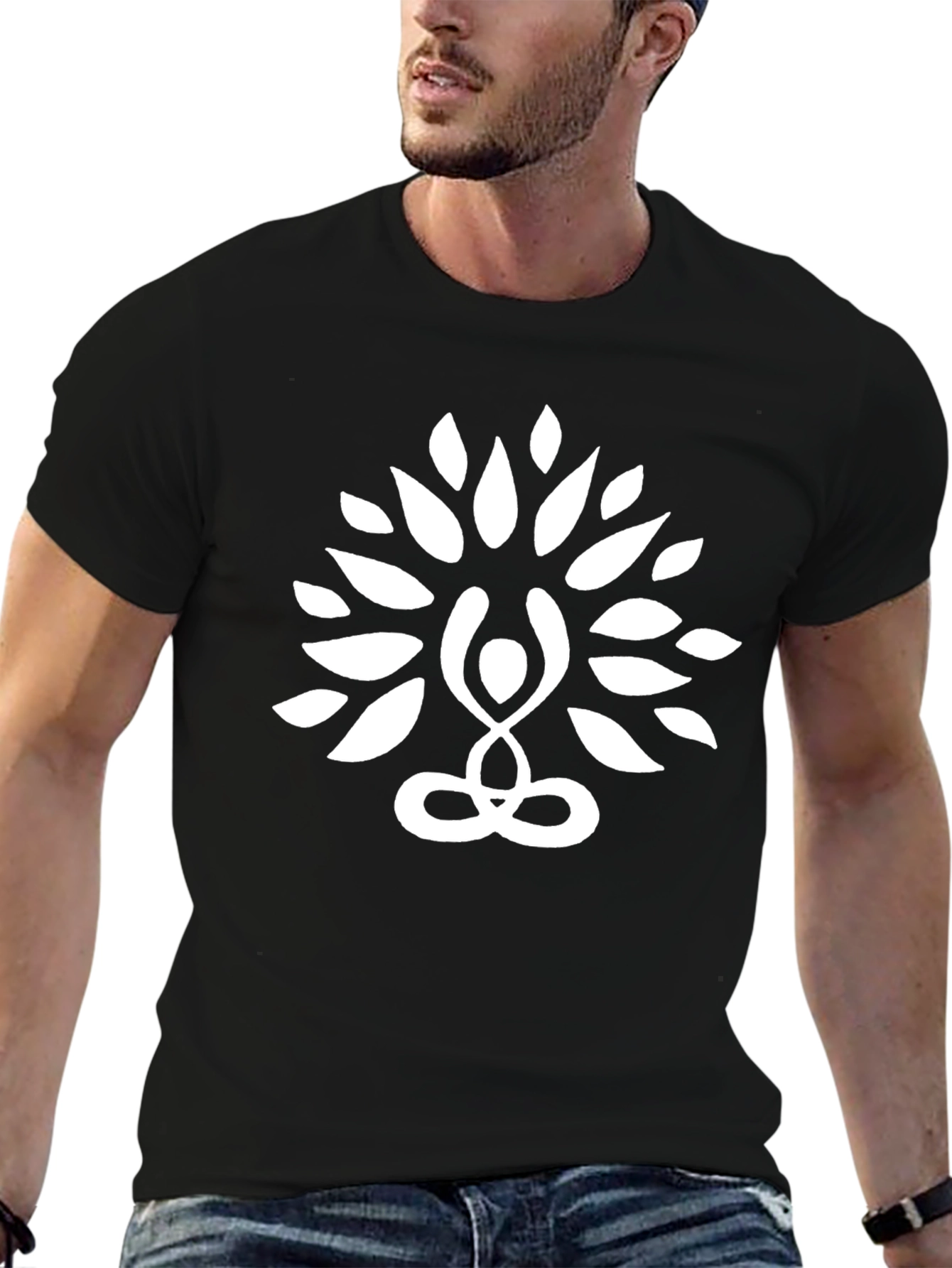 Yoga Tree Graphic Tee - Mens Black Cotton T-Shirt