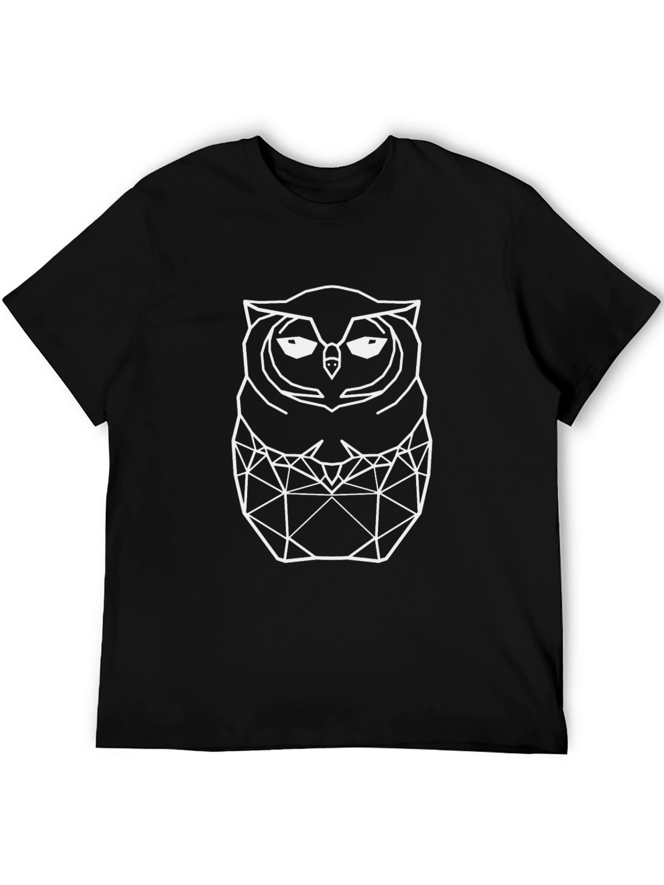 Geometric Owl Graphic Black T-Shirt