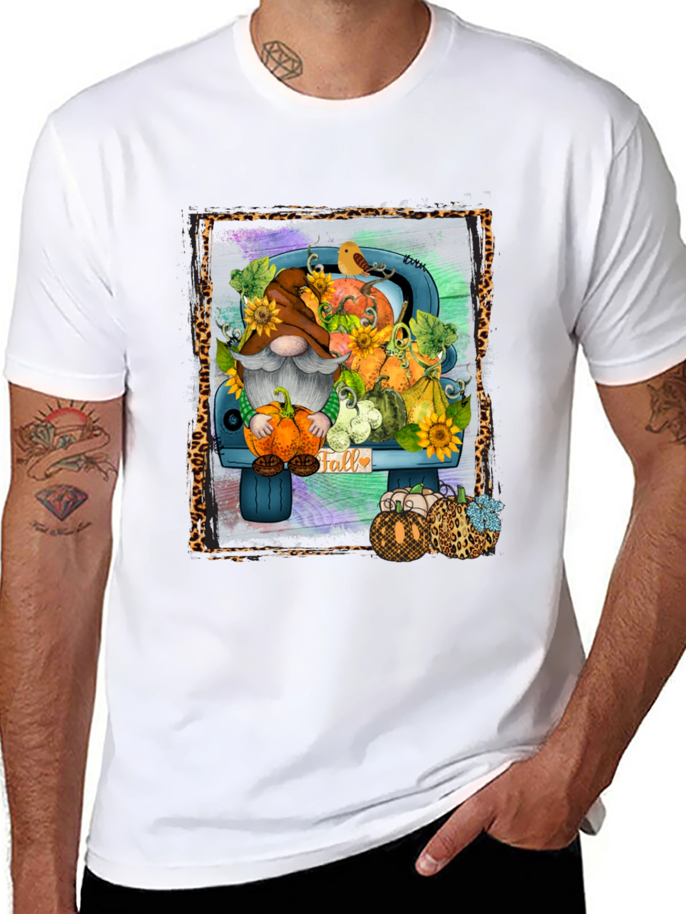 Fall Gnome Truck T-Shirt - Autumn Harvest Design