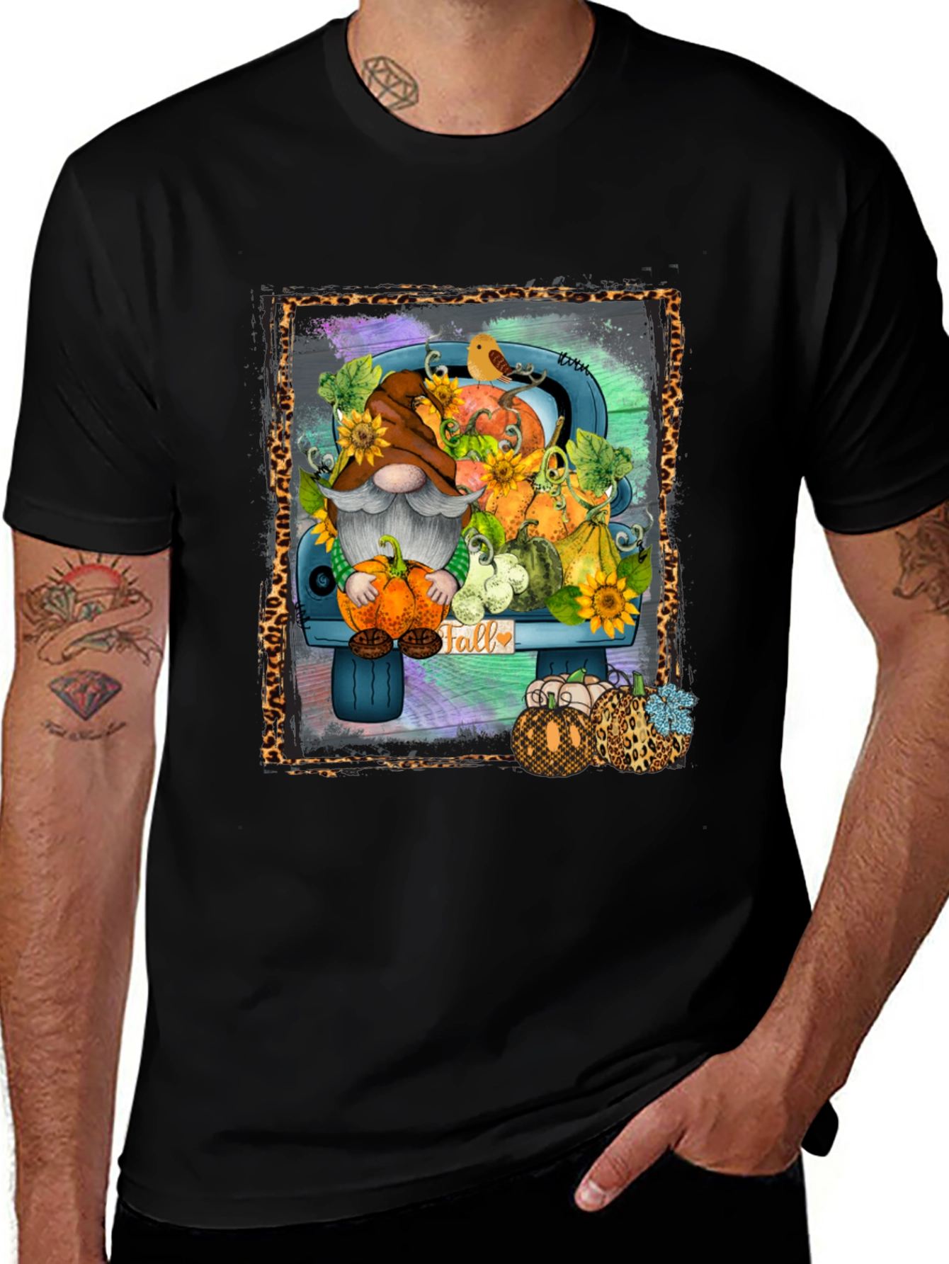 Fall Gnome Truck T-Shirt - Autumn Harvest Design