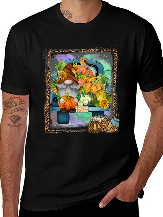 Fall Gnome Truck T-Shirt - Autumn Harvest Design