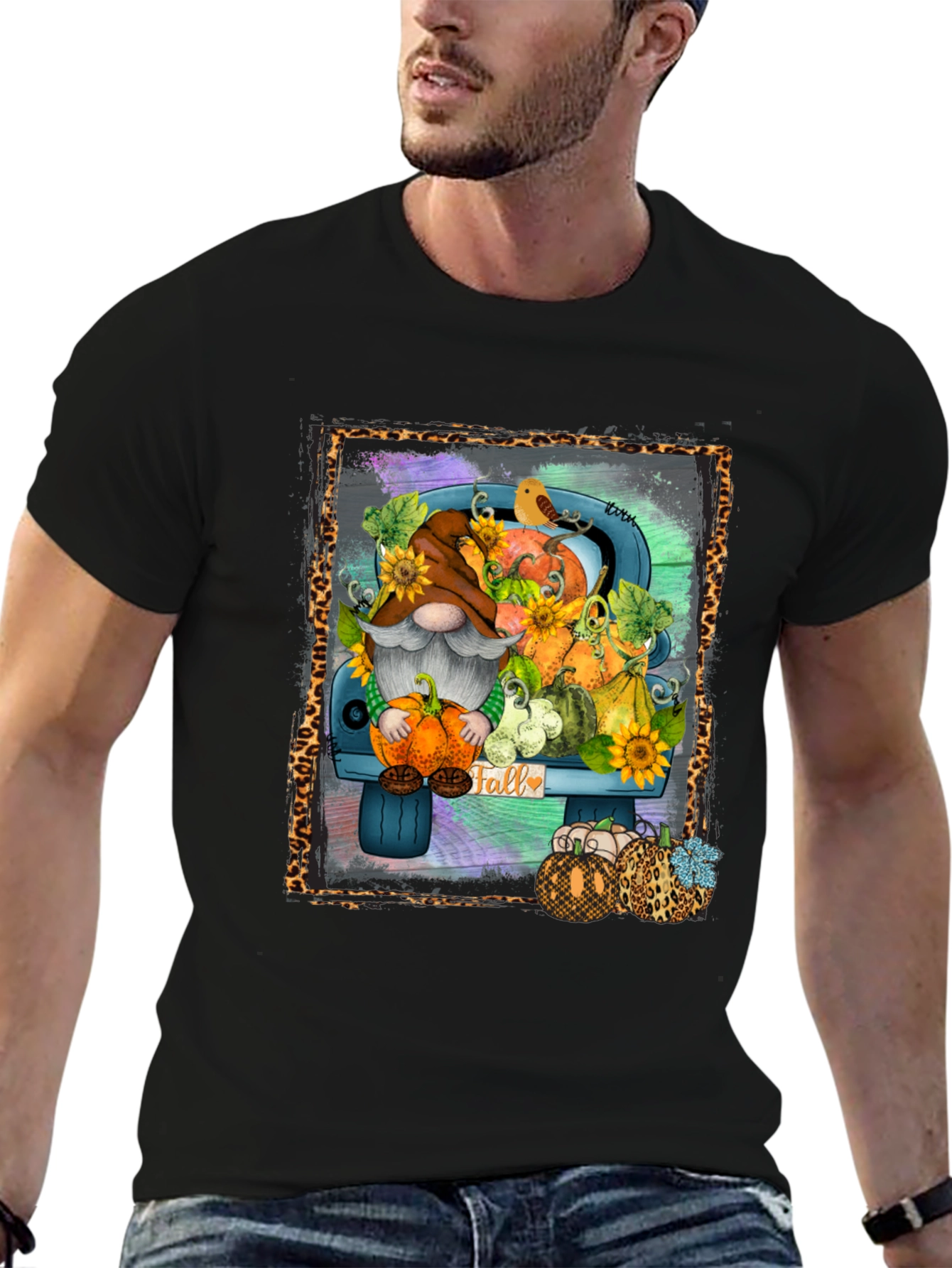 Fall Gnome Truck T-Shirt - Autumn Harvest Design