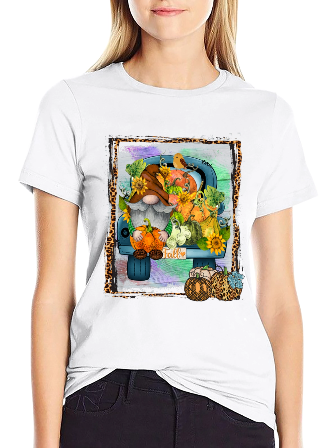 Fall Gnome Truck T-Shirt - Autumn Harvest Design