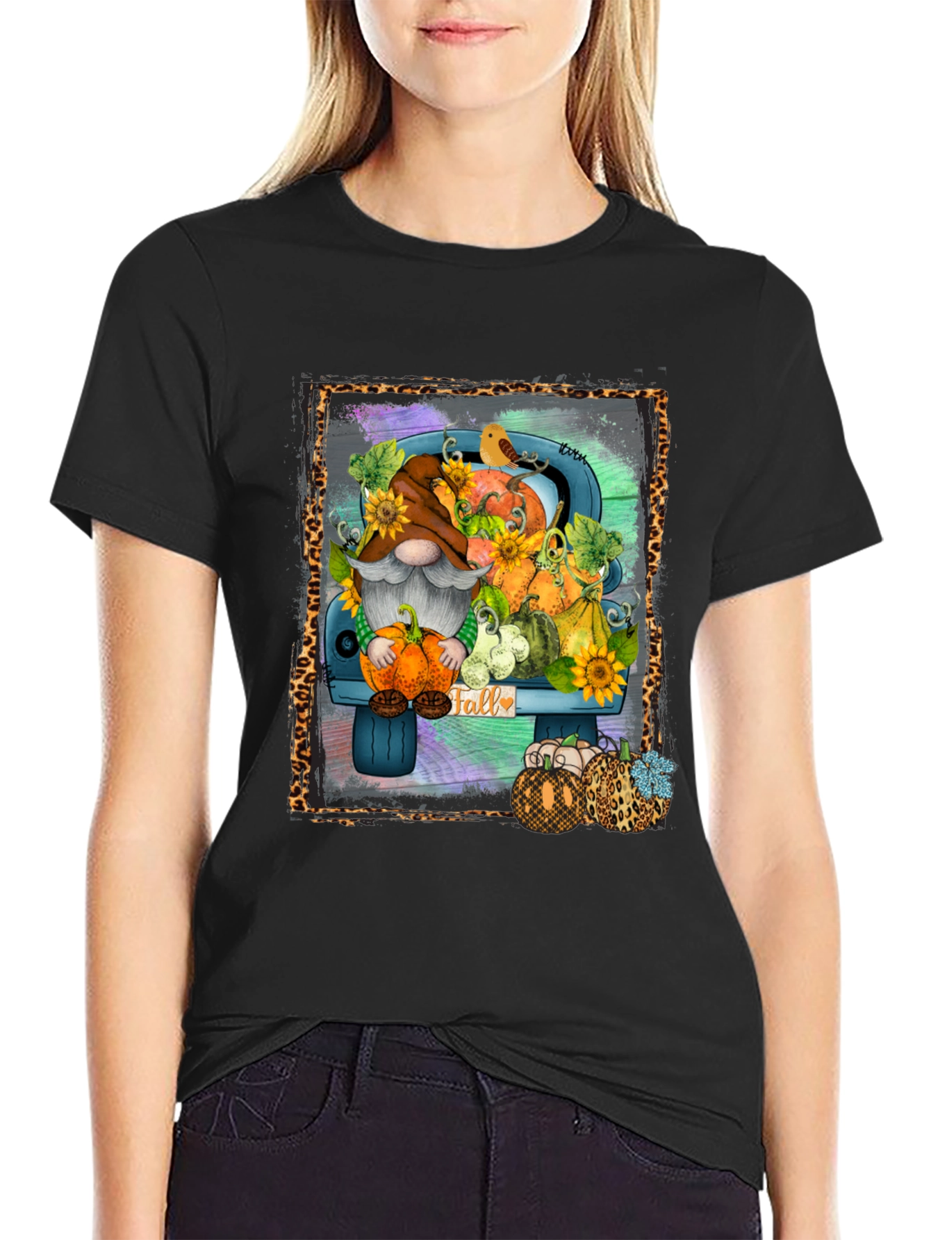 Fall Gnome Truck T-Shirt - Autumn Harvest Design