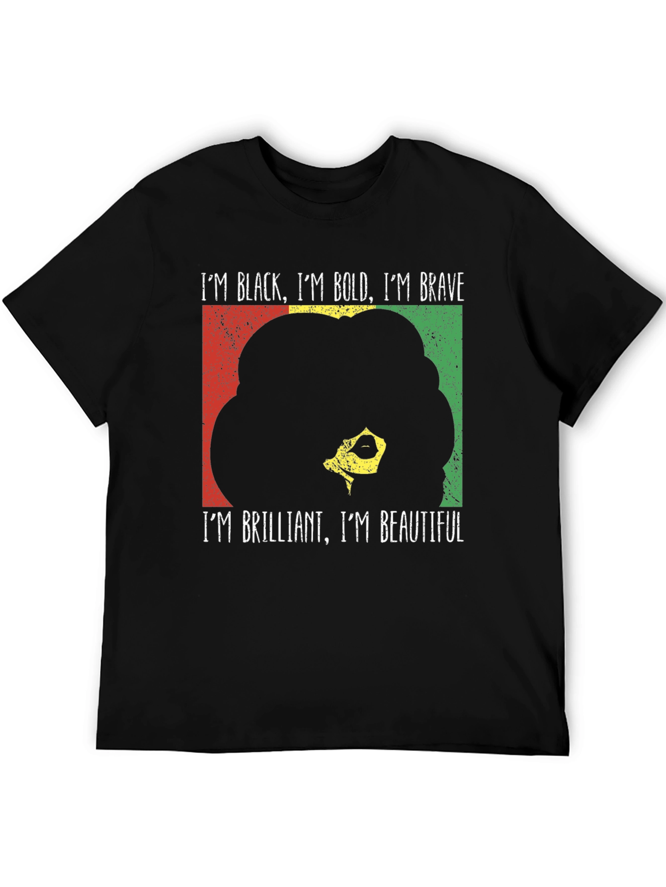 Black Bold Brave T-Shirt - Empowering Afro Design