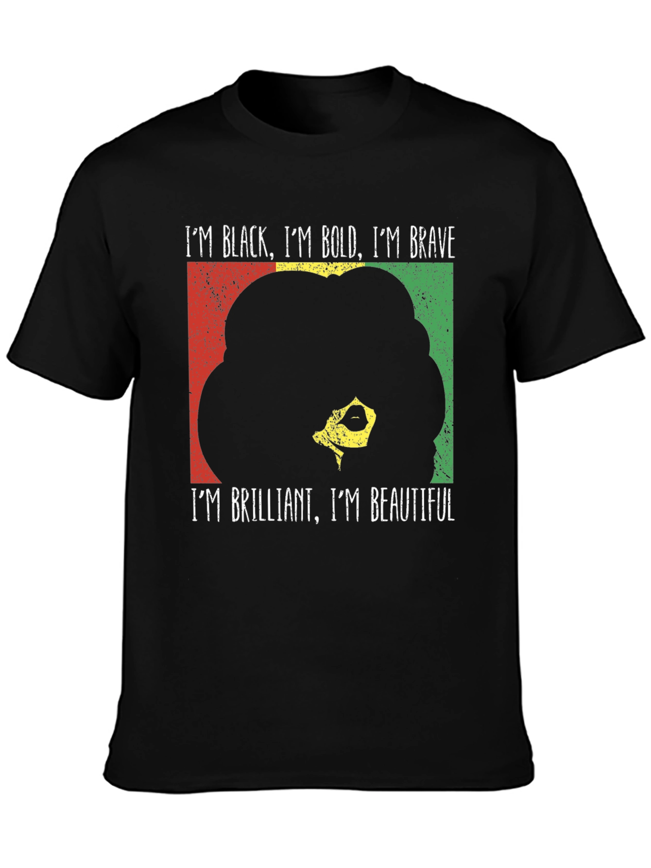 Black Bold Brave T-Shirt - Empowering Afro Design