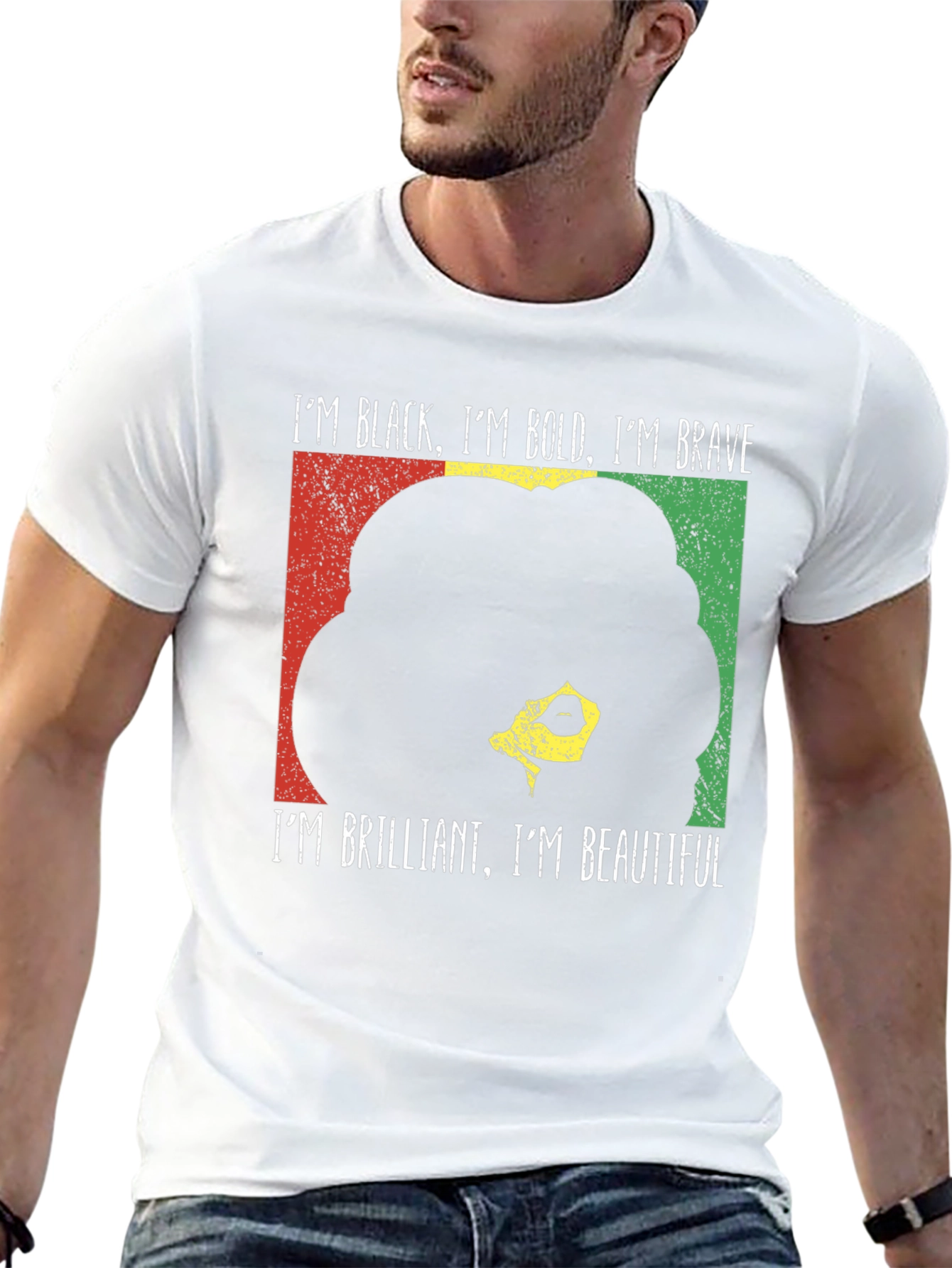 Black Bold Brave T-Shirt - Empowering Afro Design