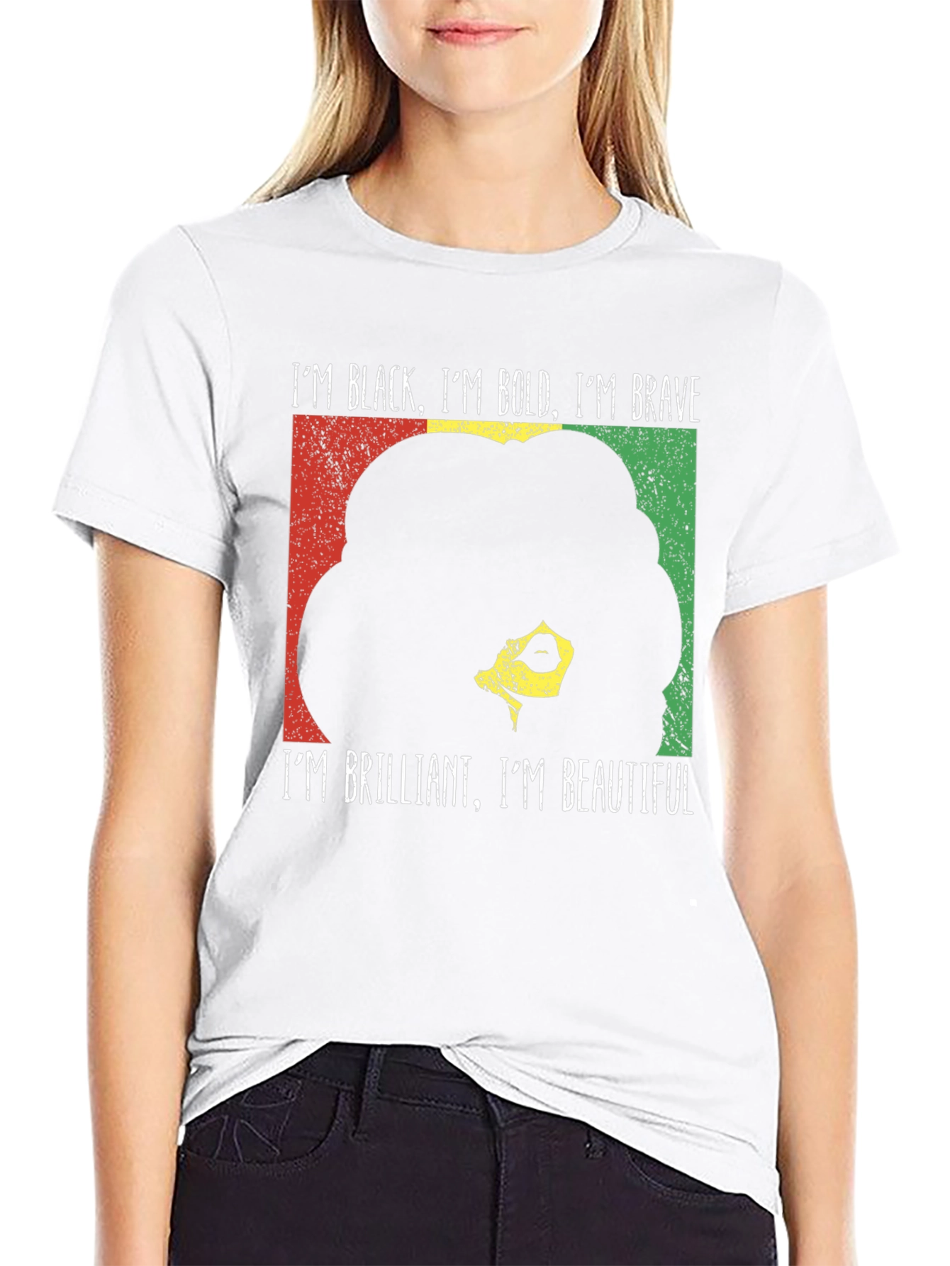 Black Bold Brave T-Shirt - Empowering Afro Design