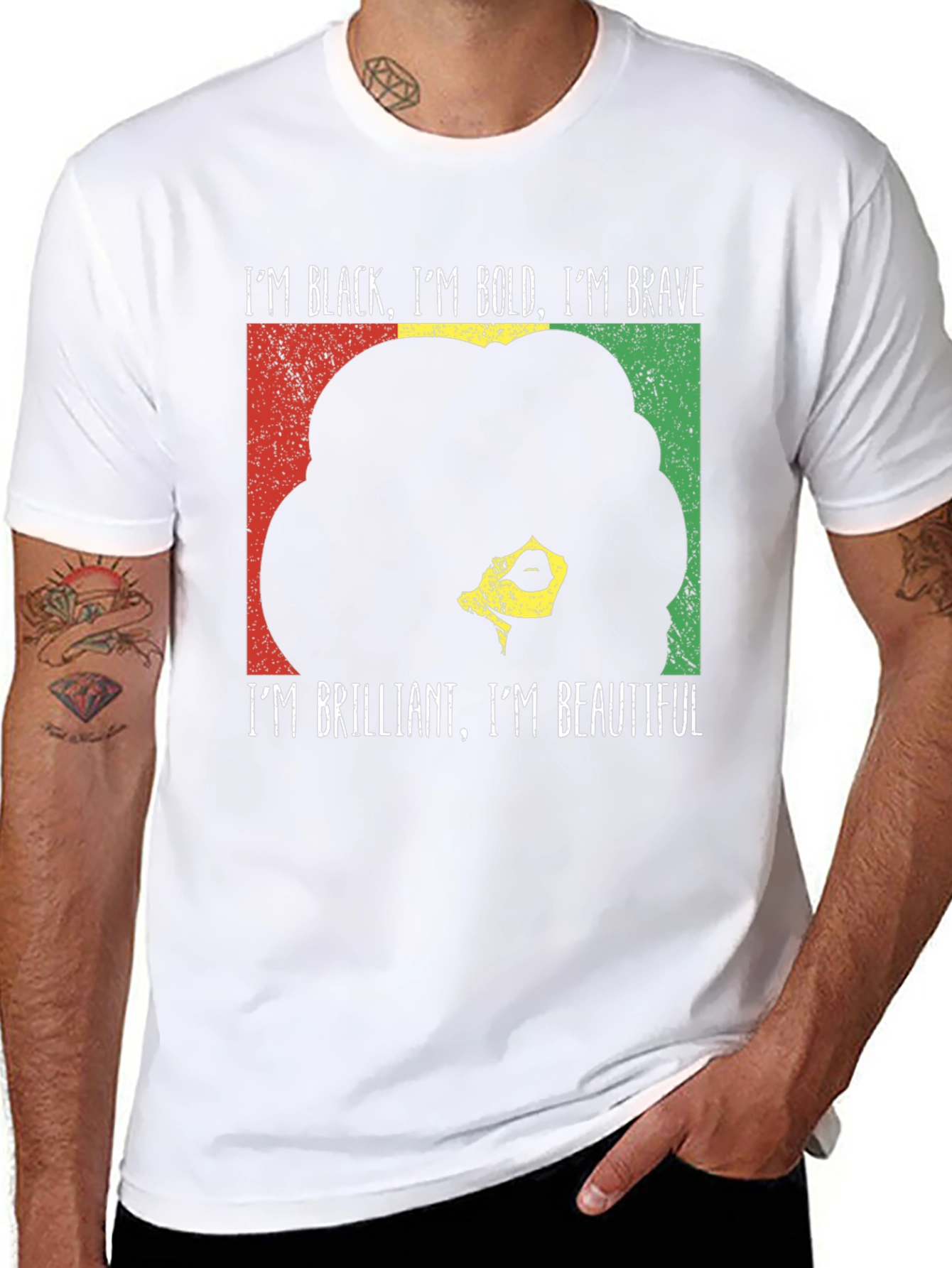 Black Bold Brave T-Shirt - Empowering Afro Design
