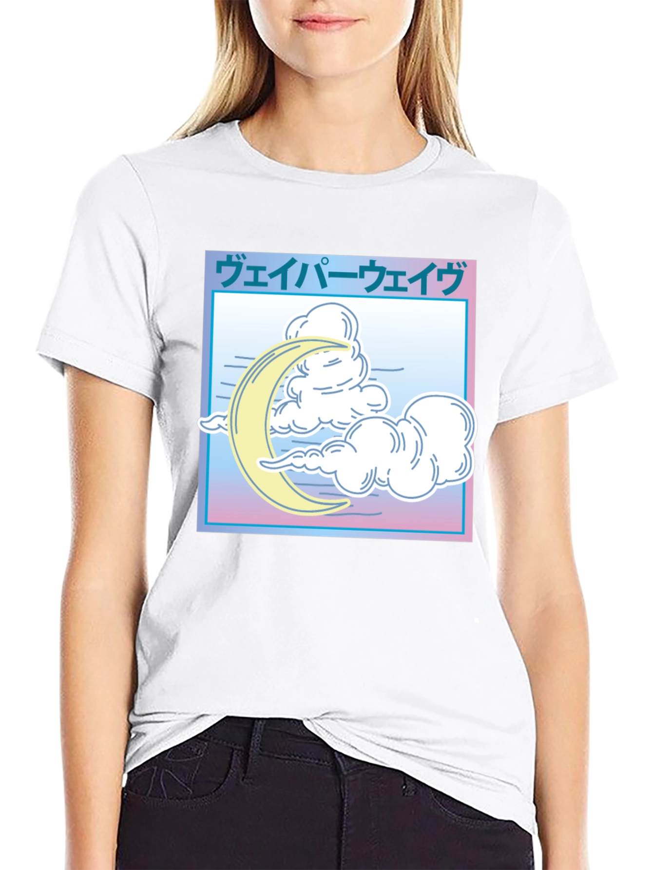 Vaporwave Moon & Clouds Graphic T-Shirt